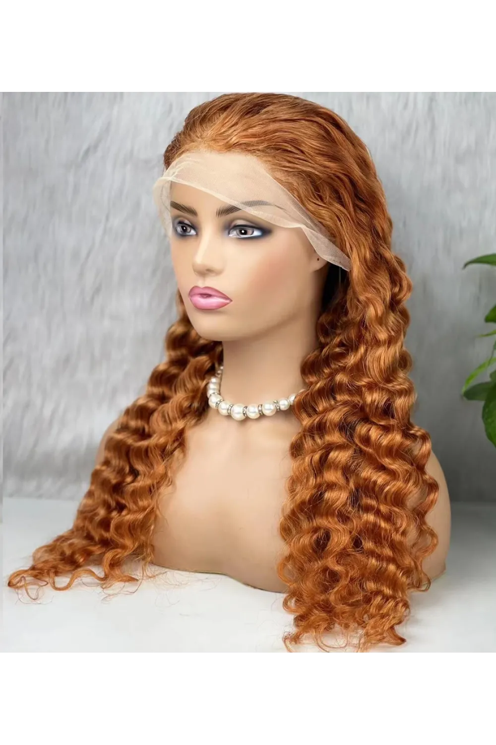 Gerçek Front Lace Tül Peruk - Yoğun Dalgalı - Bakır 70-75cm