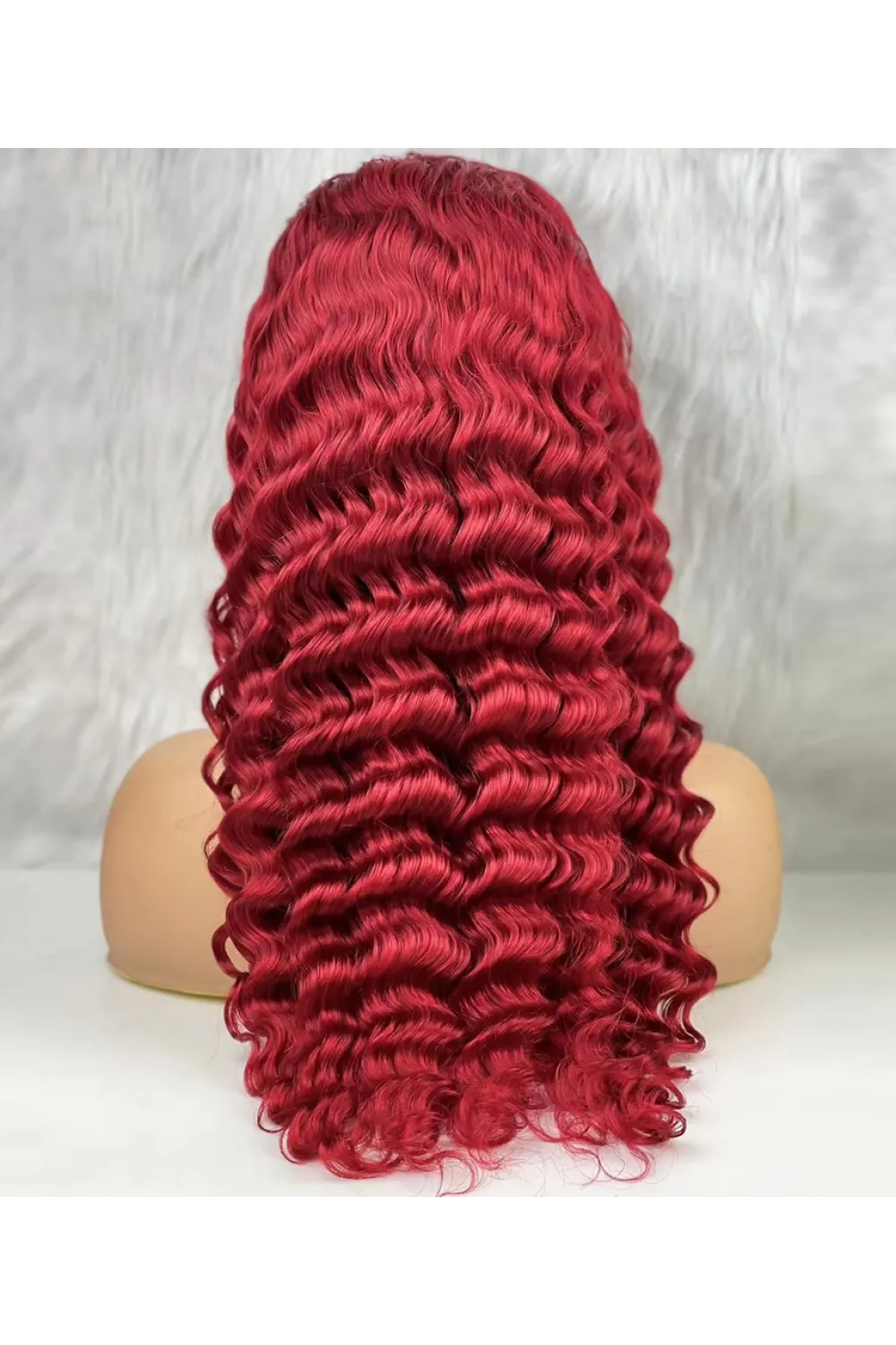 Gerçek Front Lace Tül Peruk - Yoğun Dalgalı - Kızıl 70-75cm