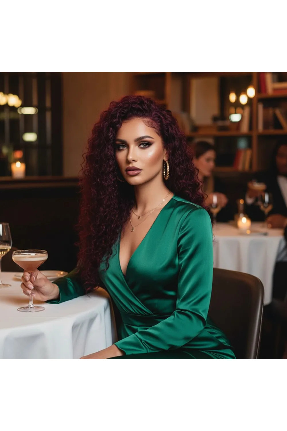 Gerçek Front Lace Tül Peruk - Yoğun Dalgalı - Koyu Kızıl 70-75cm
