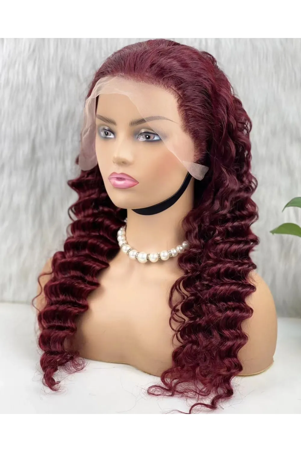 Gerçek Front Lace Tül Peruk - Yoğun Dalgalı - Koyu Kızıl 70-75cm