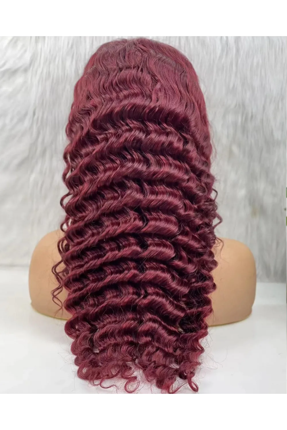 Gerçek Front Lace Tül Peruk - Yoğun Dalgalı - Koyu Kızıl 70-75cm
