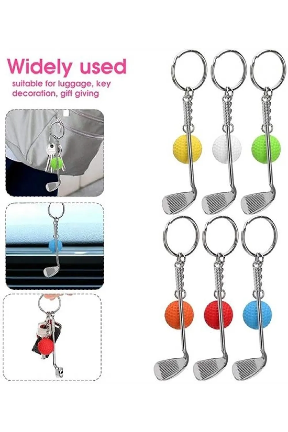 Gerçekçi Golf Tasarımlı Şık Anahtarlık Kolye Çanta Süsü Golf Keychain