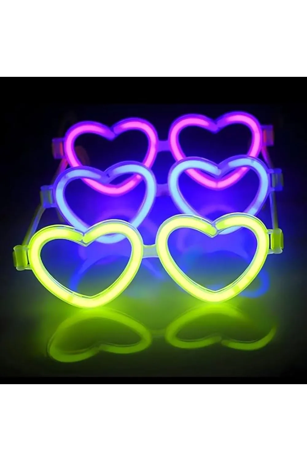 Glow Kalpli Fosforlu Gözlük 6’lı Renkli Set – Neon Parti