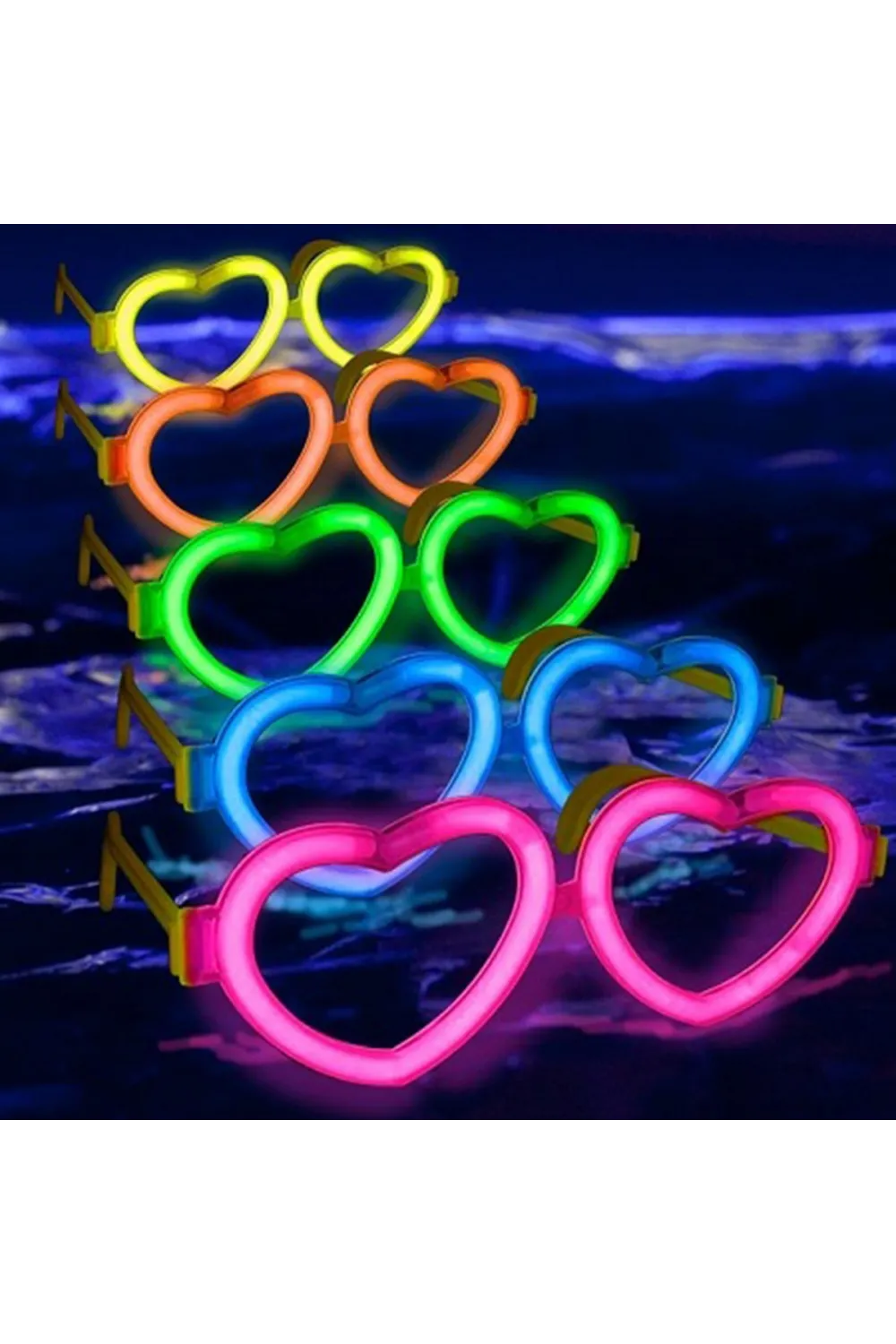 Glow Kalpli Fosforlu Gözlük 6’lı Renkli Set – Neon Parti