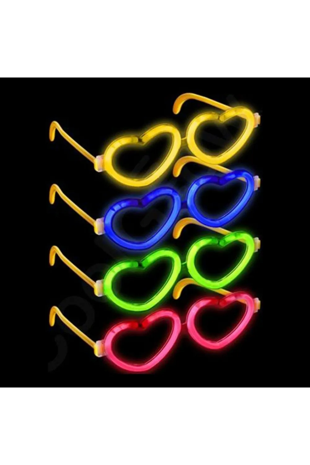 Glow Kalpli Fosforlu Gözlük 6’lı Renkli Set – Neon Parti