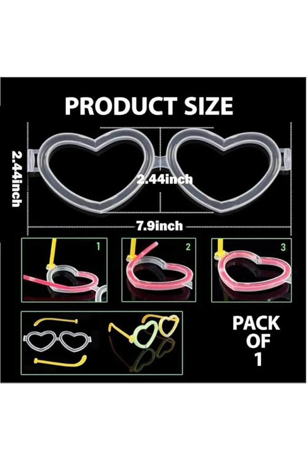 Glow Kalpli Fosforlu Gözlük 6’lı Renkli Set – Neon Parti