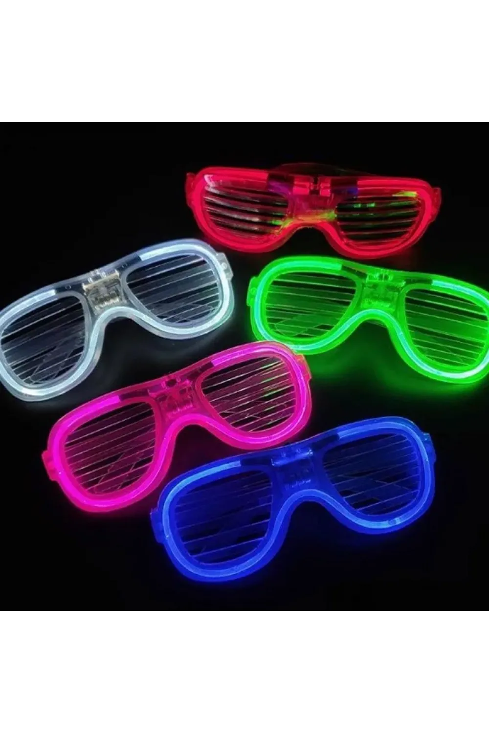 Glow Model Led Işıklı Parti Gözlüğü 3 Modlu 5 Renk 5 Adet