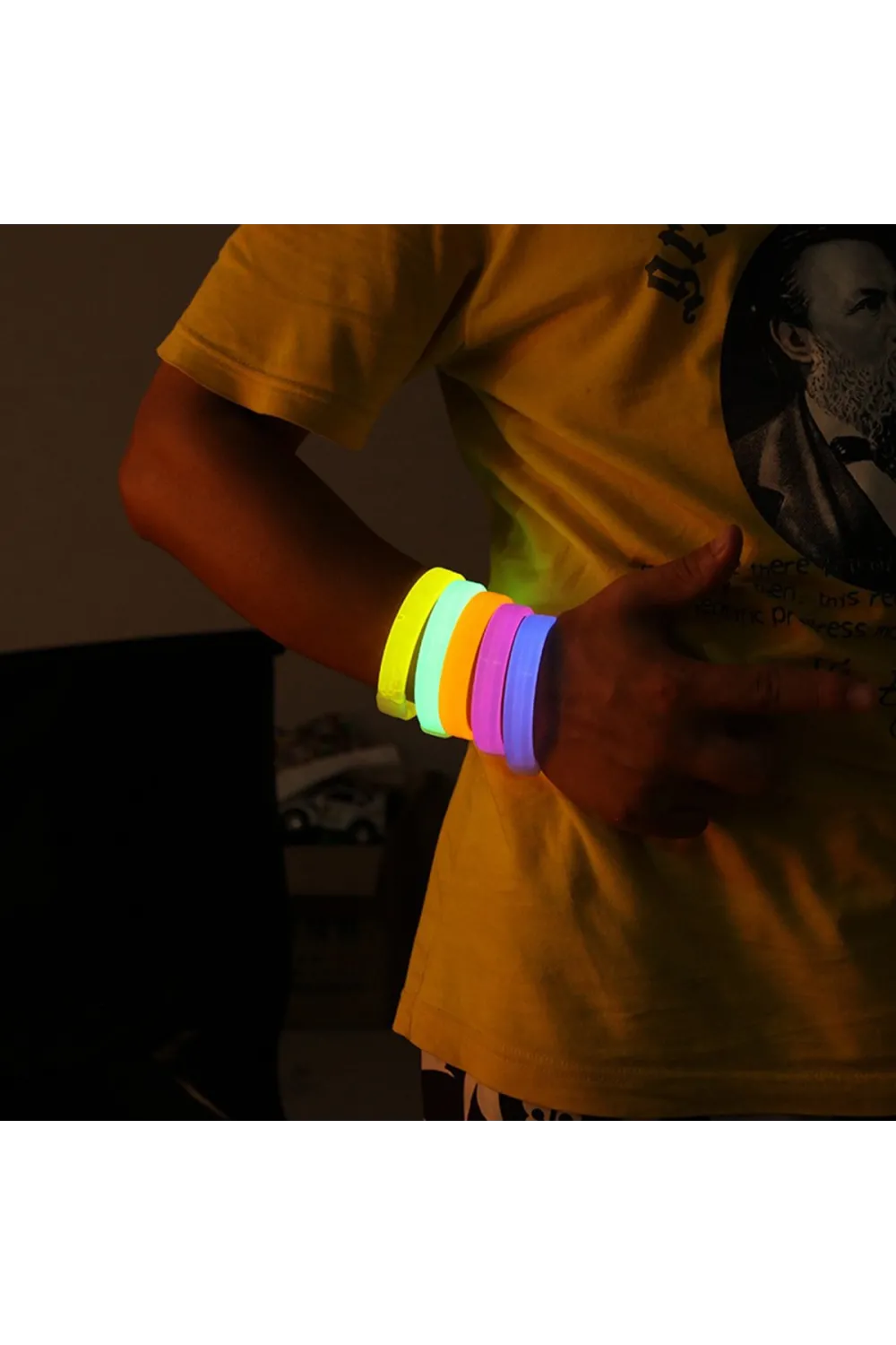 Glow Partisi Fosforlu Ekstra Kalın Bileklik 6 Renk 6’lı Set – Baskı Yapılabilir