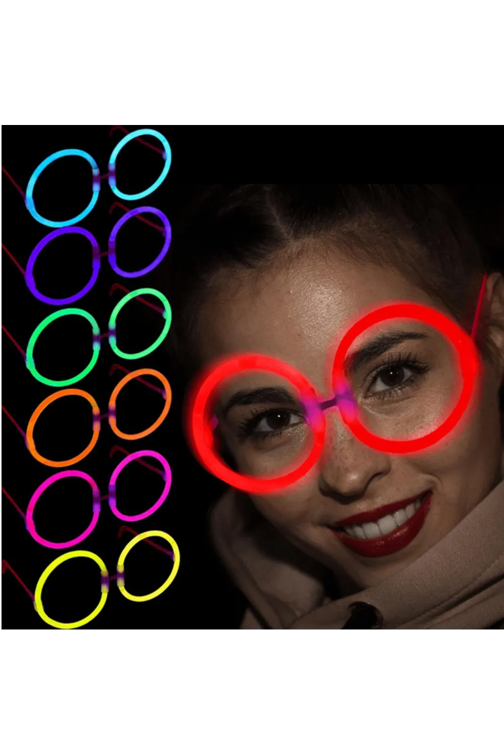 Glow  Yuvarlak Gözlük - Glow Partisi Gözlükleri - Glow Gözlük 12 Adet