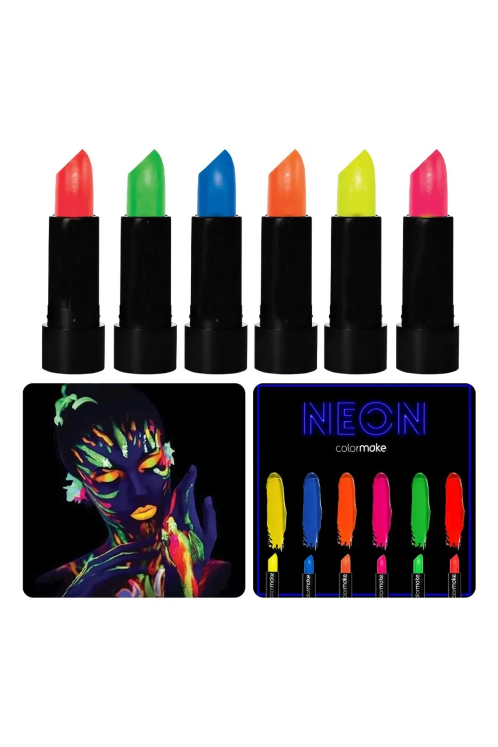 GlowPaint 6’lı Neon Boya – UV Işıkta Parlayan Makyaj Seti