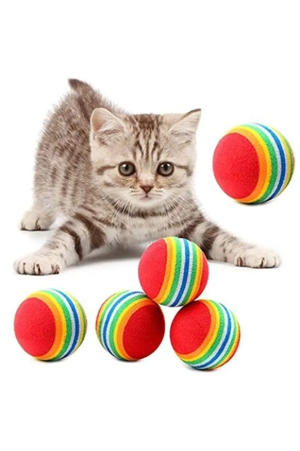 GÖKKUŞAĞI RENKLI KEDI KÖPEK OYUN TOPU