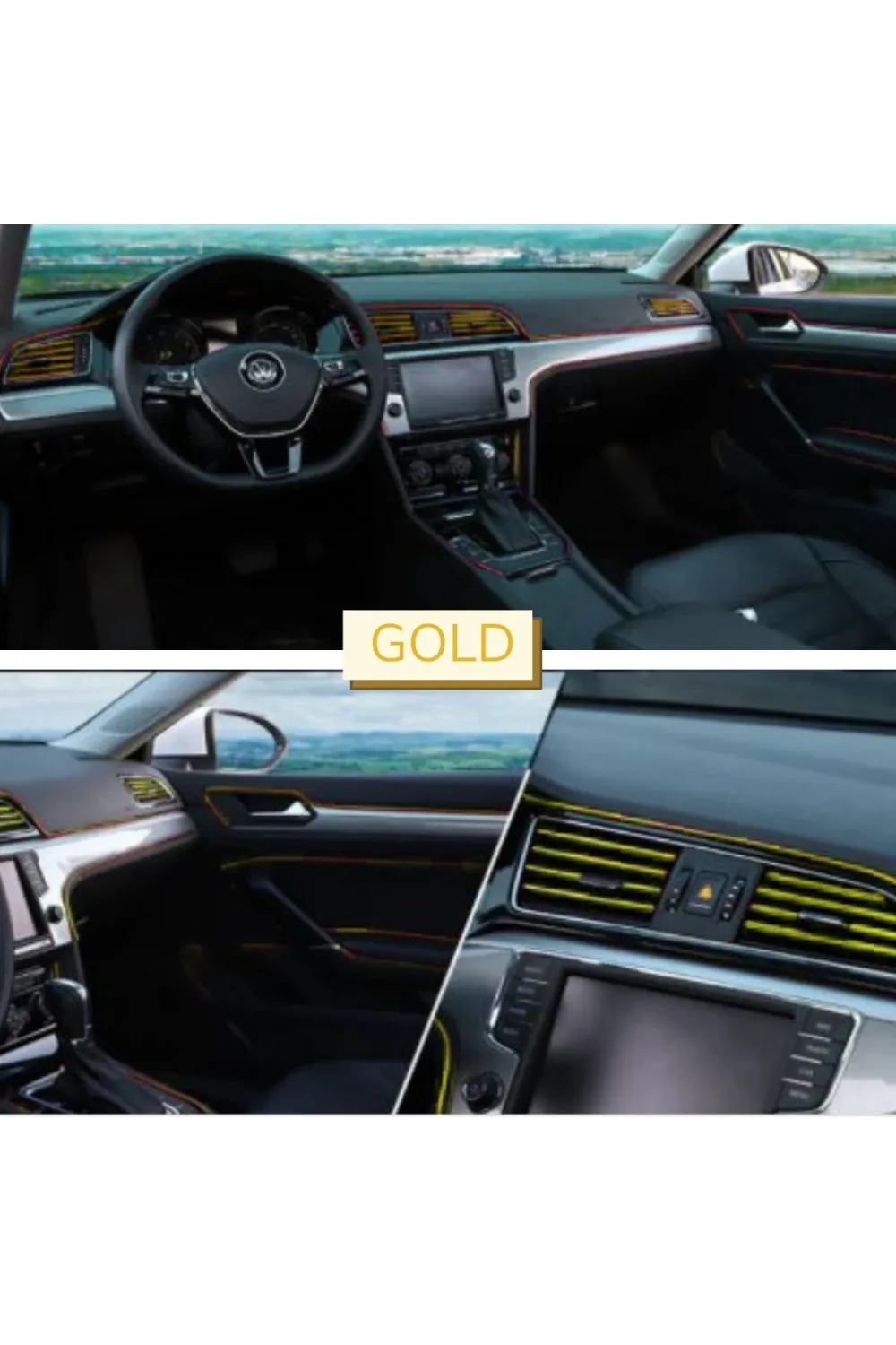 Gold Araba Oto Trim Dekorasyon Şeridi Kauçuk Elastik Kolay Kurulum 5 metre Şerit Bant