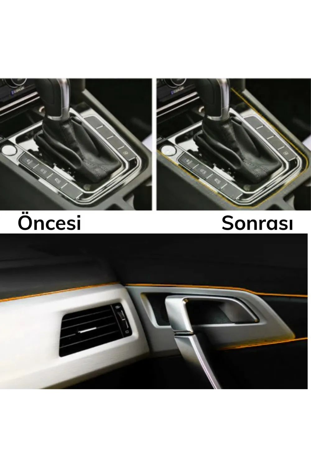 Gold Araba Oto Trim Dekorasyon Şeridi Kauçuk Elastik Kolay Kurulum 5 metre Şerit Bant