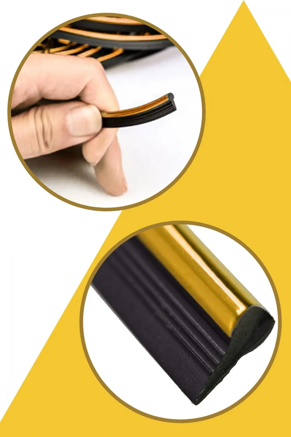 Gold Araba Oto Trim Dekorasyon Şeridi Kauçuk Elastik Kolay Kurulum 5 metre Şerit Bant