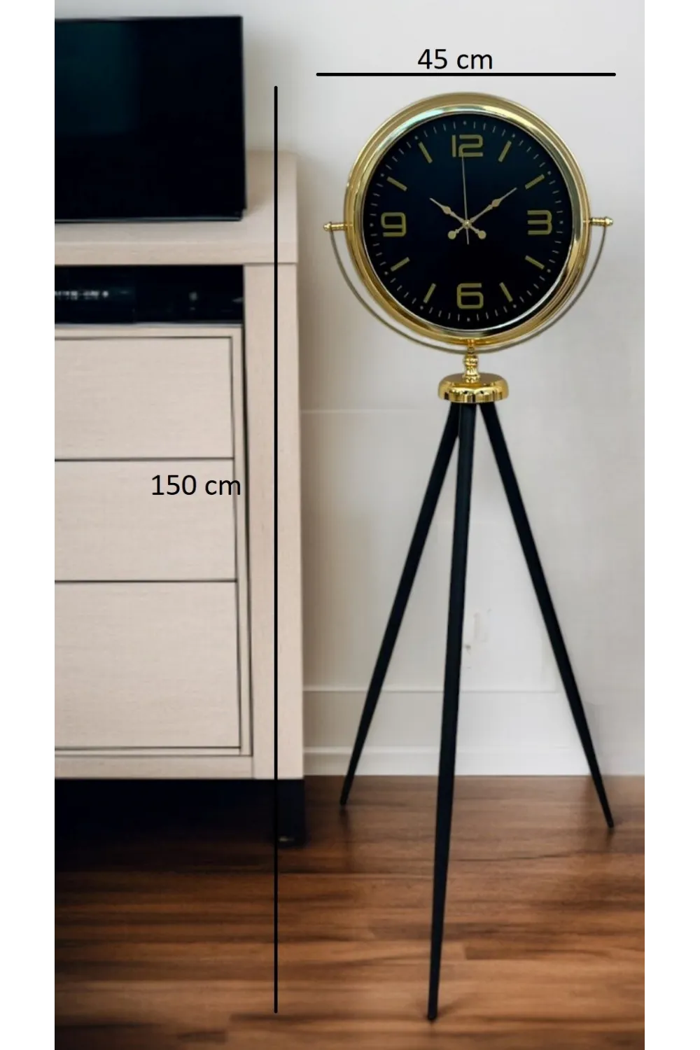Gold Dekoratif Tasarım Tripod Ayaklı Saat