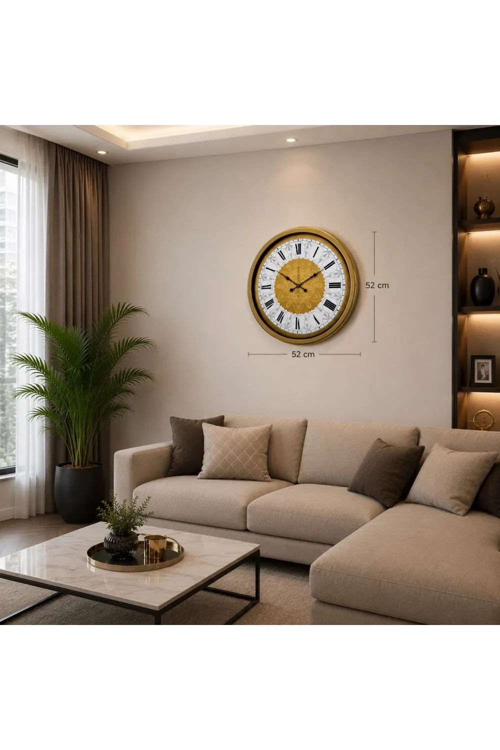 Gold İhtişam 52 x 52 Cm Duvar Saati