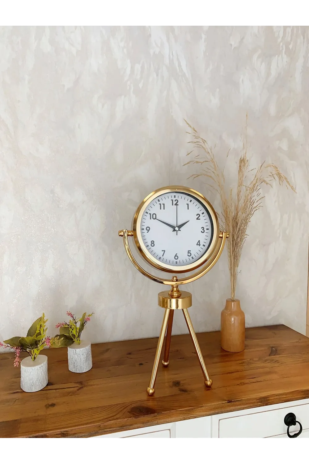 Gold Luxury Modern Üç Ayaklı Masa Saati
