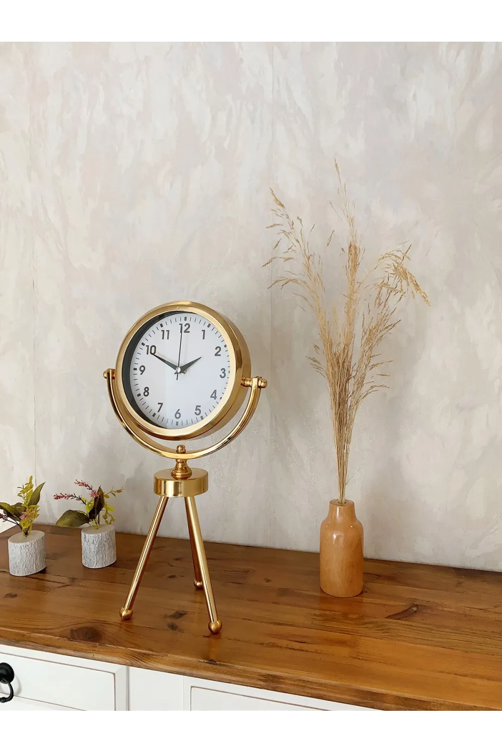Gold Luxury Modern Üç Ayaklı Masa Saati