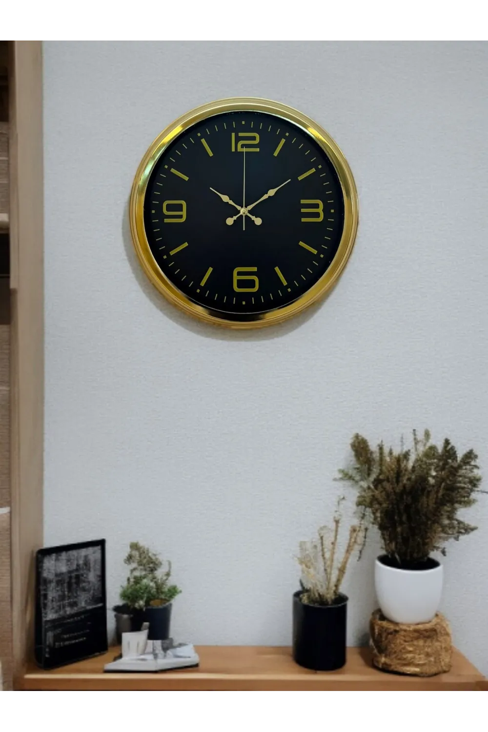 Gold Modern Rakamlı 40 Cm Metal Duvar Saati