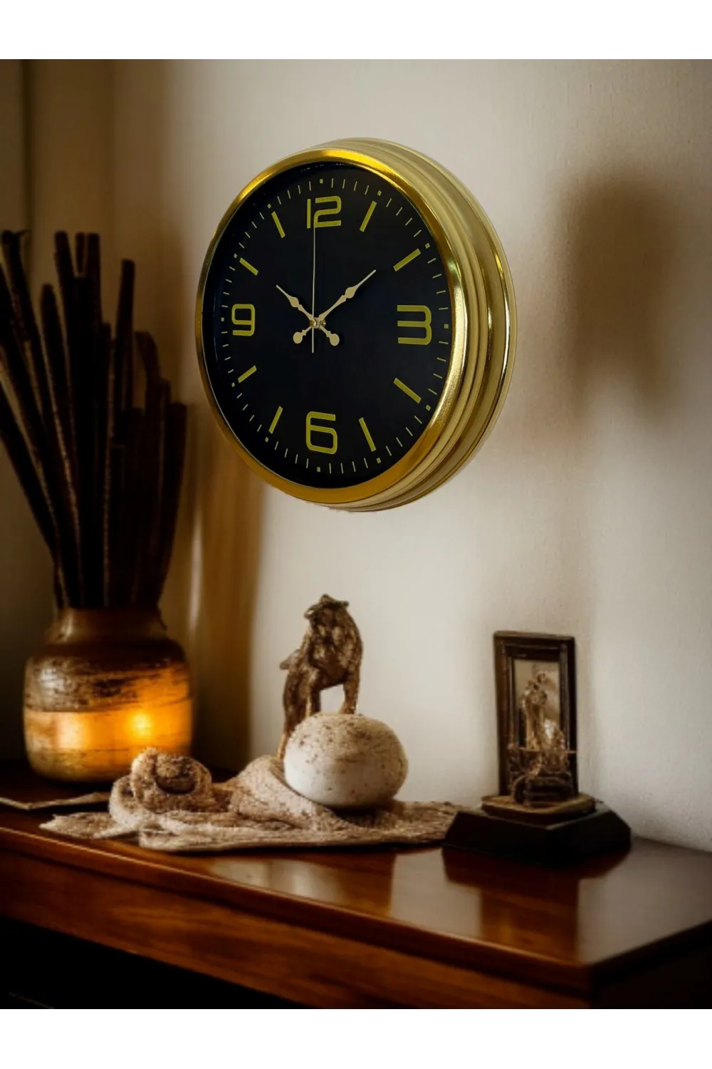 Gold Modern Rakamlı 40 Cm Metal Duvar Saati