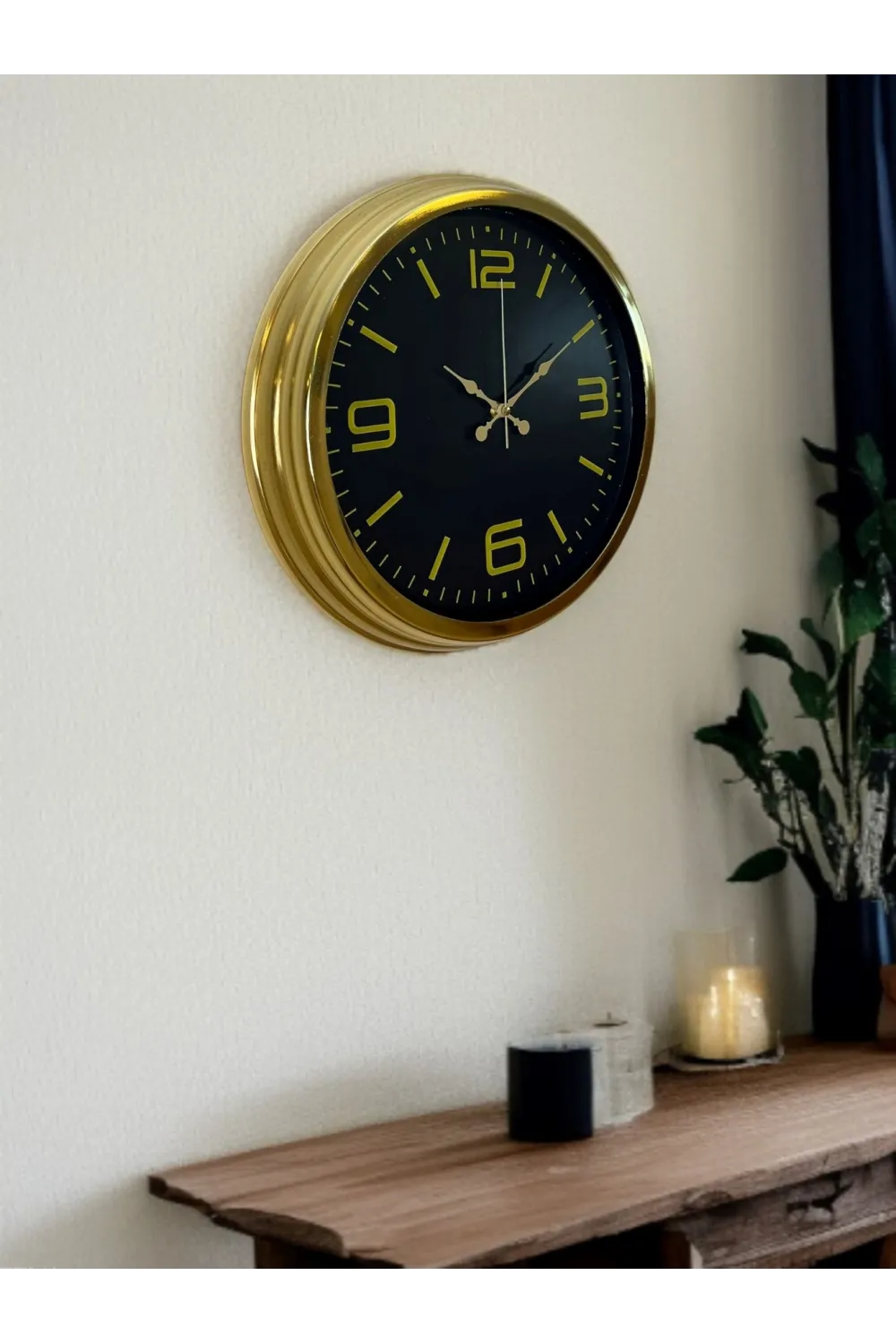 Gold Modern Rakamlı 40 Cm Metal Duvar Saati
