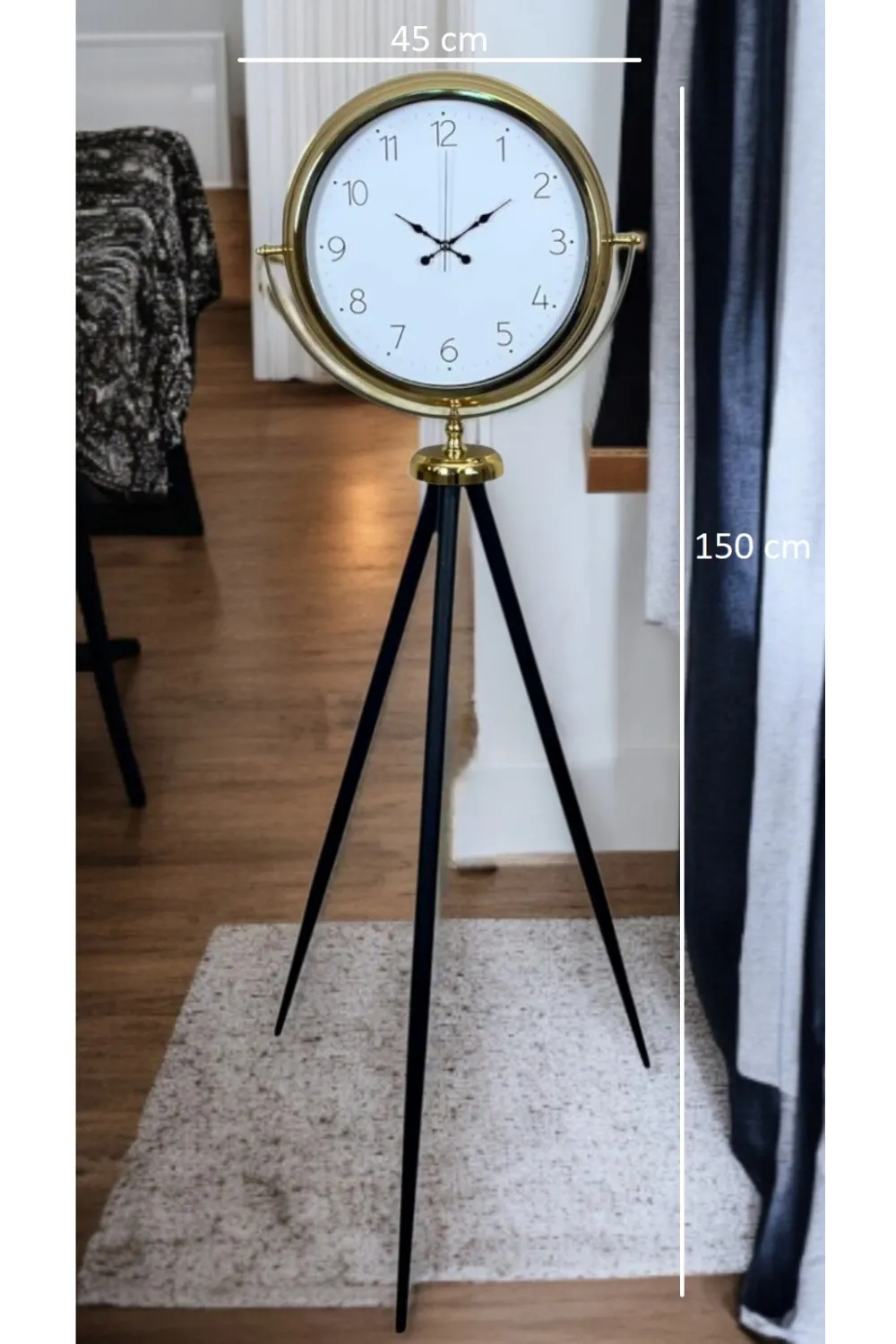 Gold Premium Dekoratif Tripod Ayaklı Saat