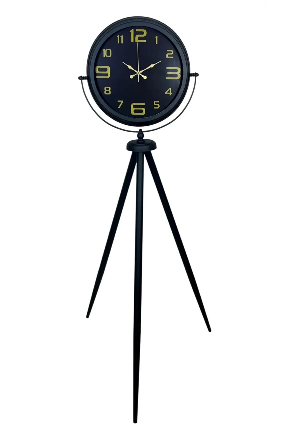 Gold Rakamlı Siyah Tripod Ayaklı Saat