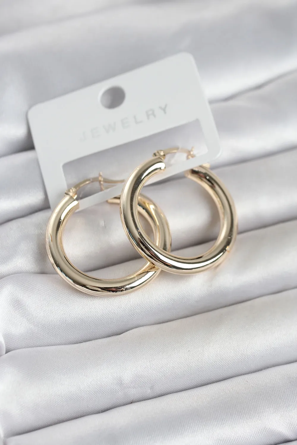 Gold Renk Pirinç Halka 30 mm Kadın Küpe