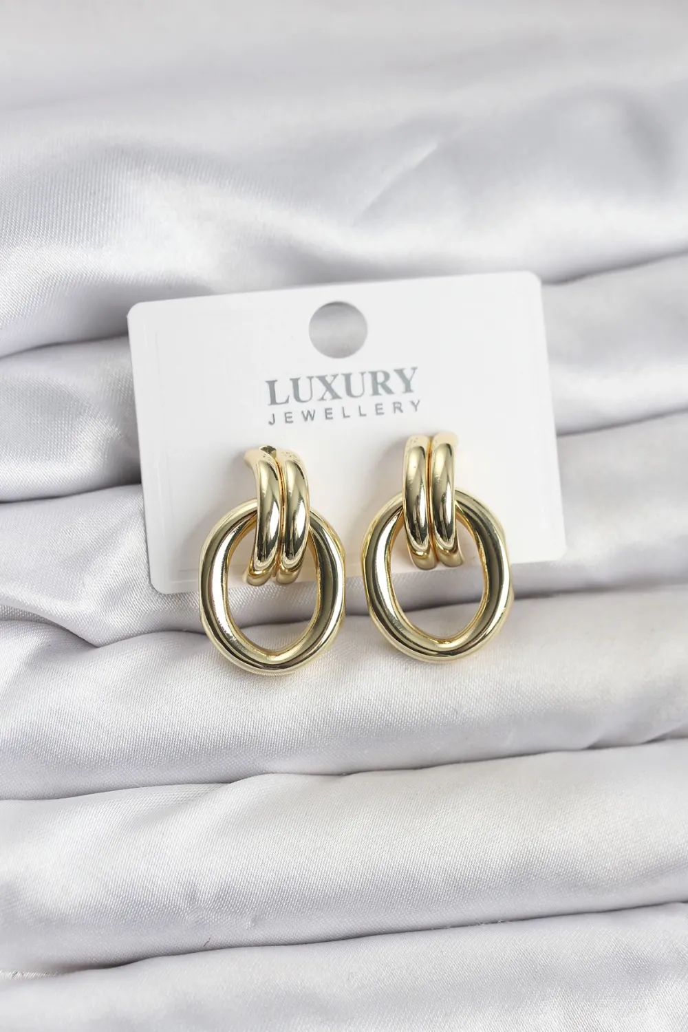 Gold Renk Pirinç Vintage Kadın Küpe