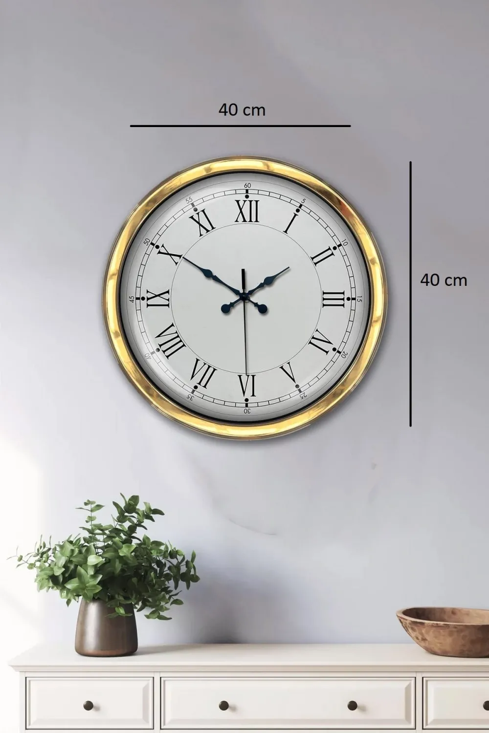 Gold Şık 40 Cm Metal Roma Rakamlı Duvar Saati