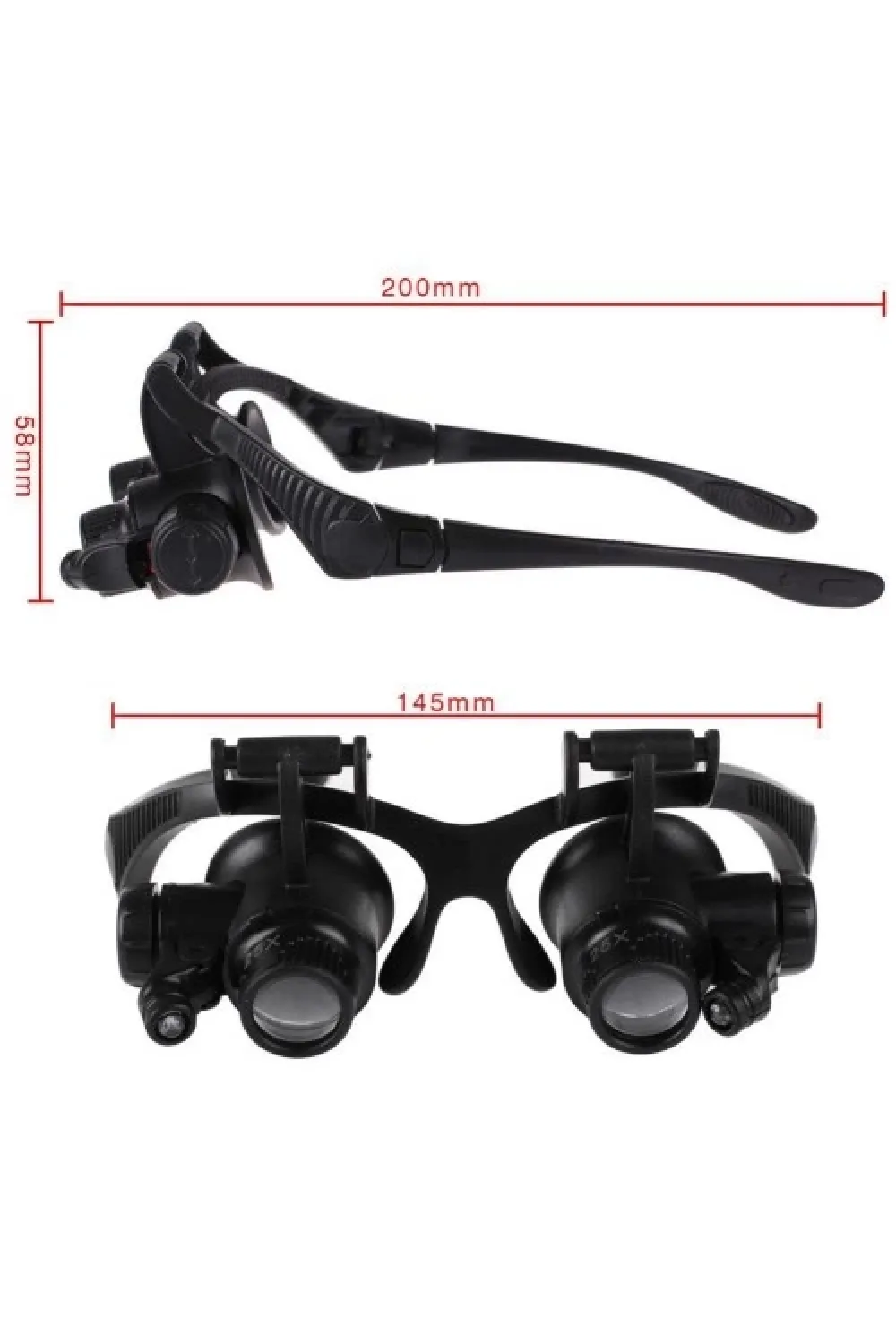Gözlük Modeli 10x 15x 20x 25x Lens,2led Işıklı,büyüteç