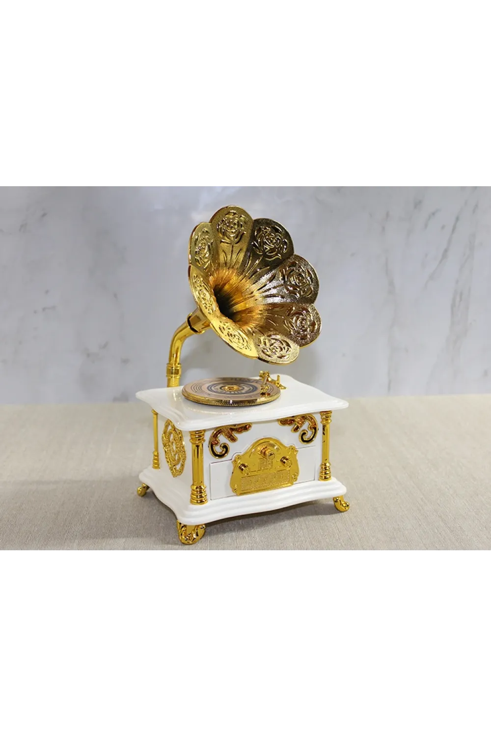 Gramofon Müzik Kutusu Beyaz