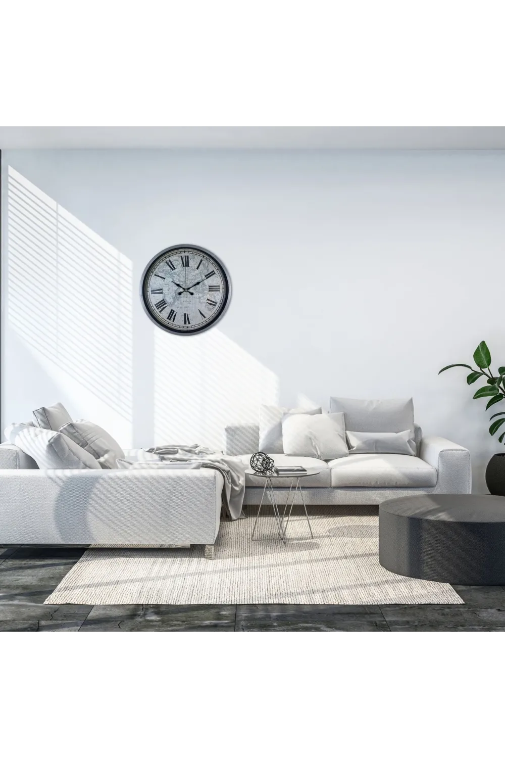 Gri 36 Cm Atlas Modern Tasarım Duvar Saati