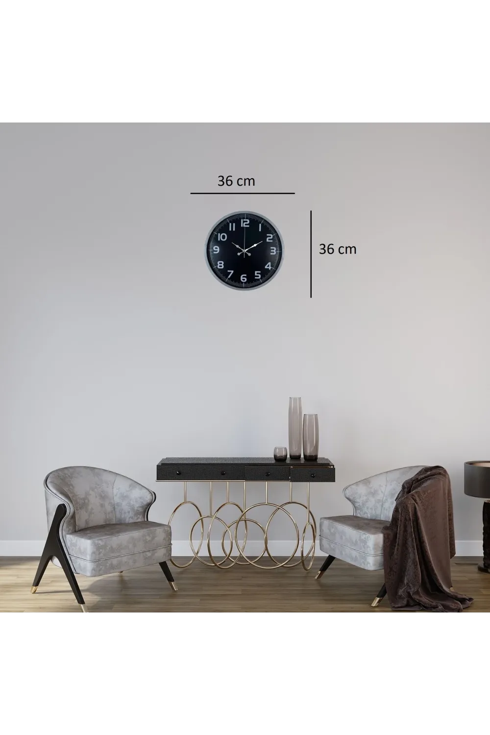 Gri Zarafet 36 Cm Duvar Saat