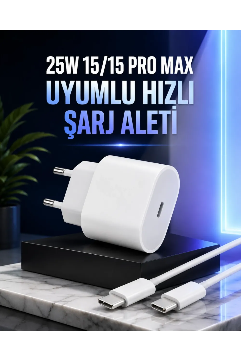 Güç Adaptörü Ve Kablosu Şarj Aleti 15/15 Pro Max Uyumlu Hızlı Şarj