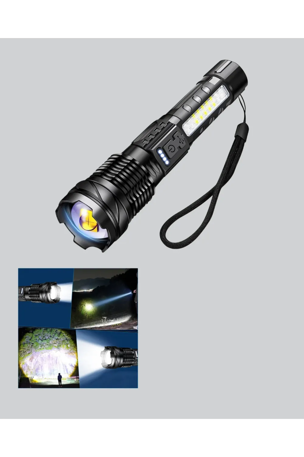 Güçlü Led El Feneri Şarj Edilebilir Çok Modlu