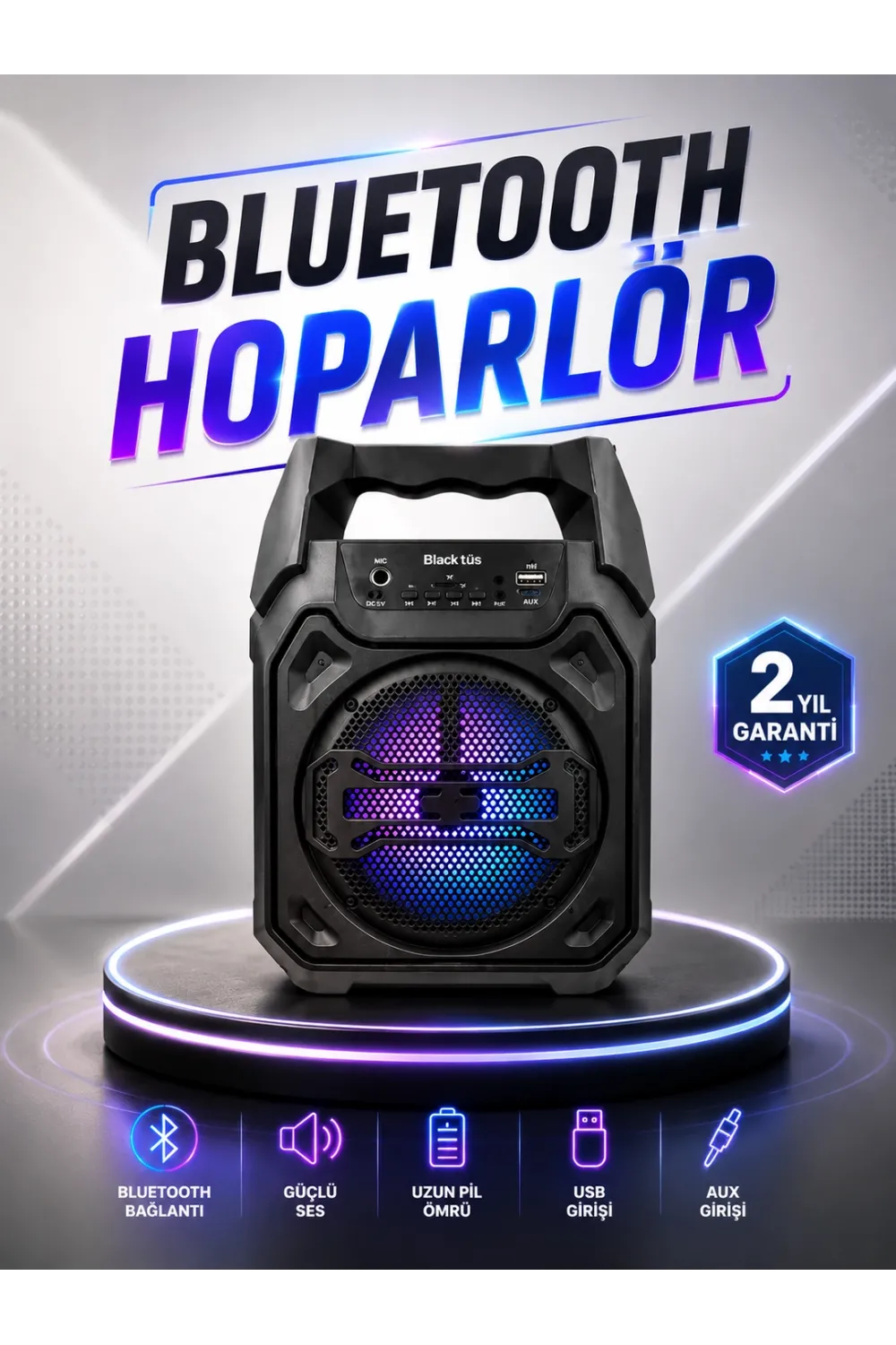 Güçlü Ve Şarj Edilebilir Bluetooth Hoparlör 6.5 İnç