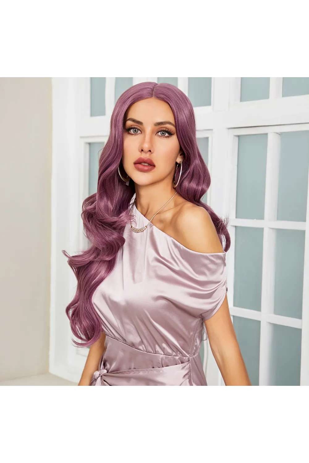 Gül Kurusu Rengi Su Dalgalı Tül Peruk