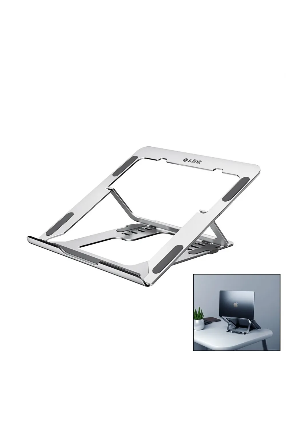 Gümüş 6 Açılı Katlanabilir Laptop Stand Alüminyum