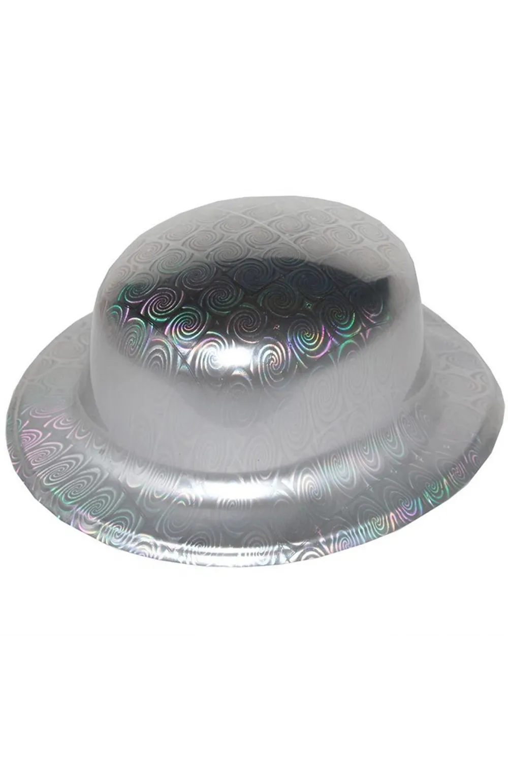 Gümüş Renk Hologramlı Plastik Yuvarlak Melon 27x24 cm
