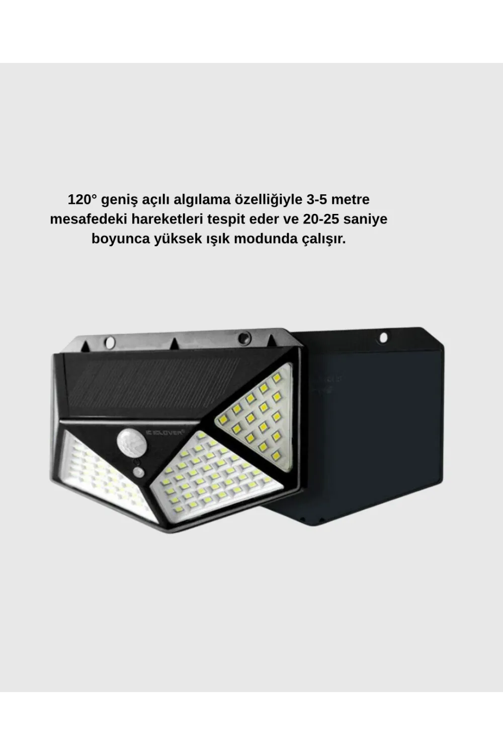 Güneş Enerjili 100 Led Dış Mekan Lamba – Hareket Sensörlü, 2200mah Bataryalı Solar Aydınlatma