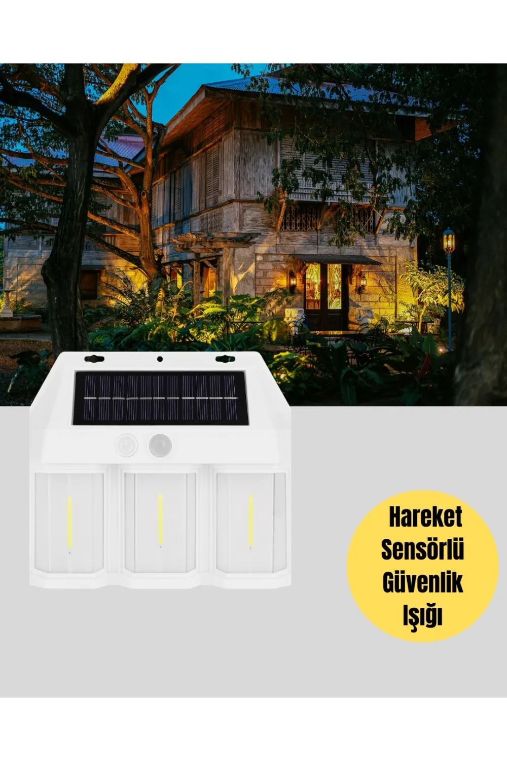 Güneş Enerjili 3 Modlu Duvar Apliği – Bahçe Ve Garaj Aydınlatması