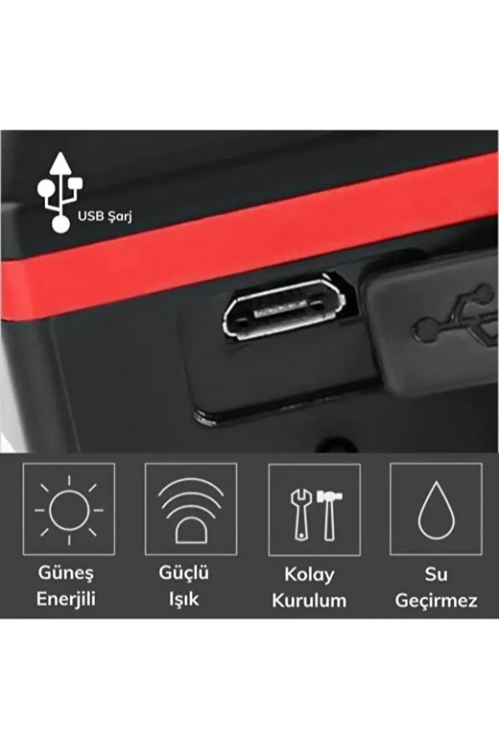 Güneş Enerjili Bisiklet Işıklı Korna