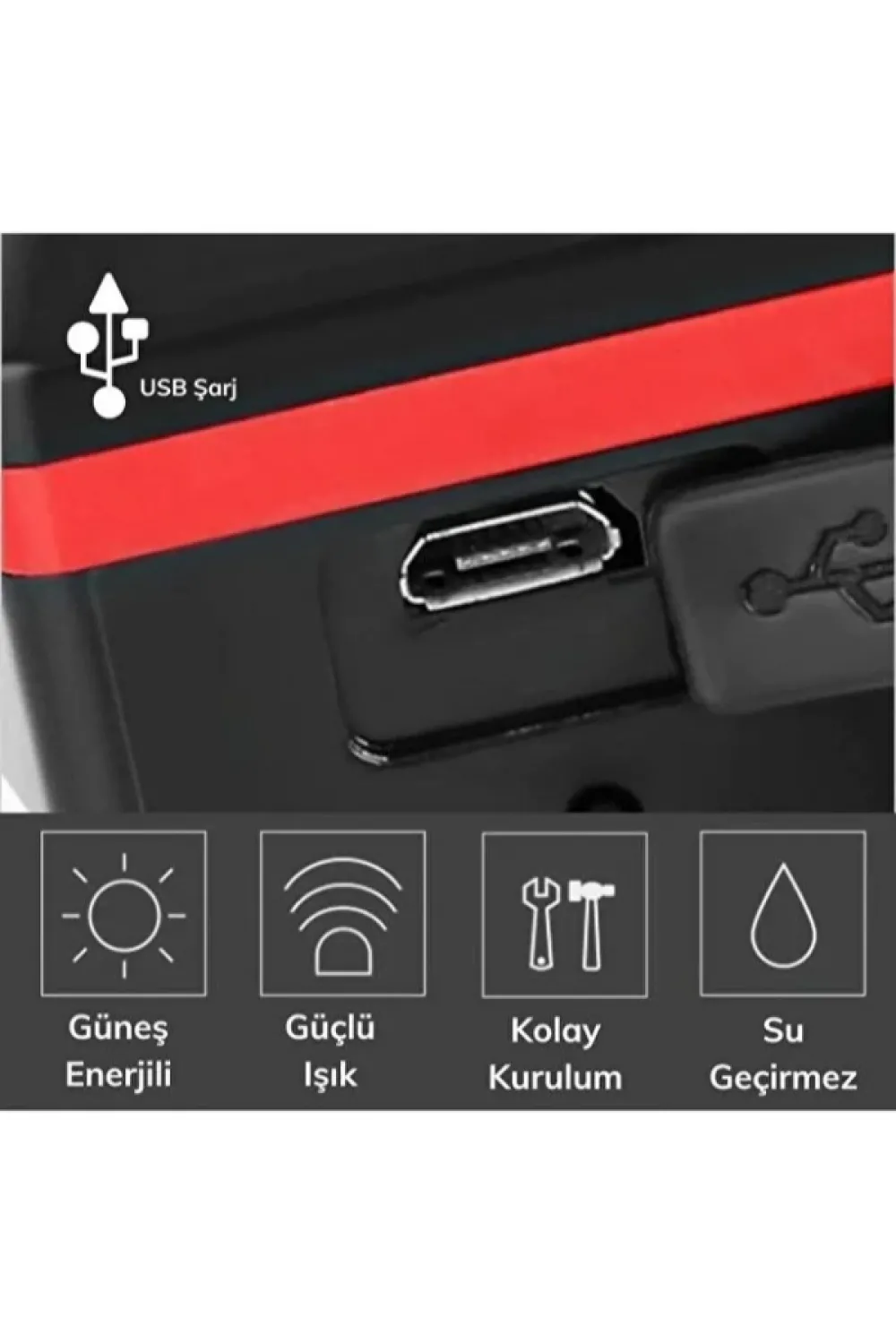 Güneş Enerjili Bisiklet Işıklı Korna
