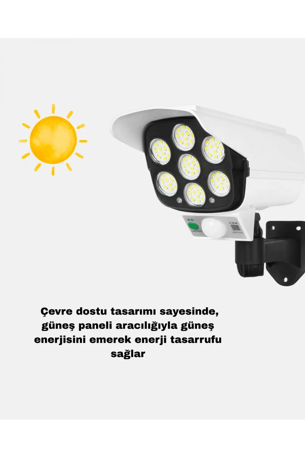 Güneş Enerjili Güvenlik Işığı Dış Mekan 5 Eksen Ayarlı Ve Pır Hareket Sensörlü