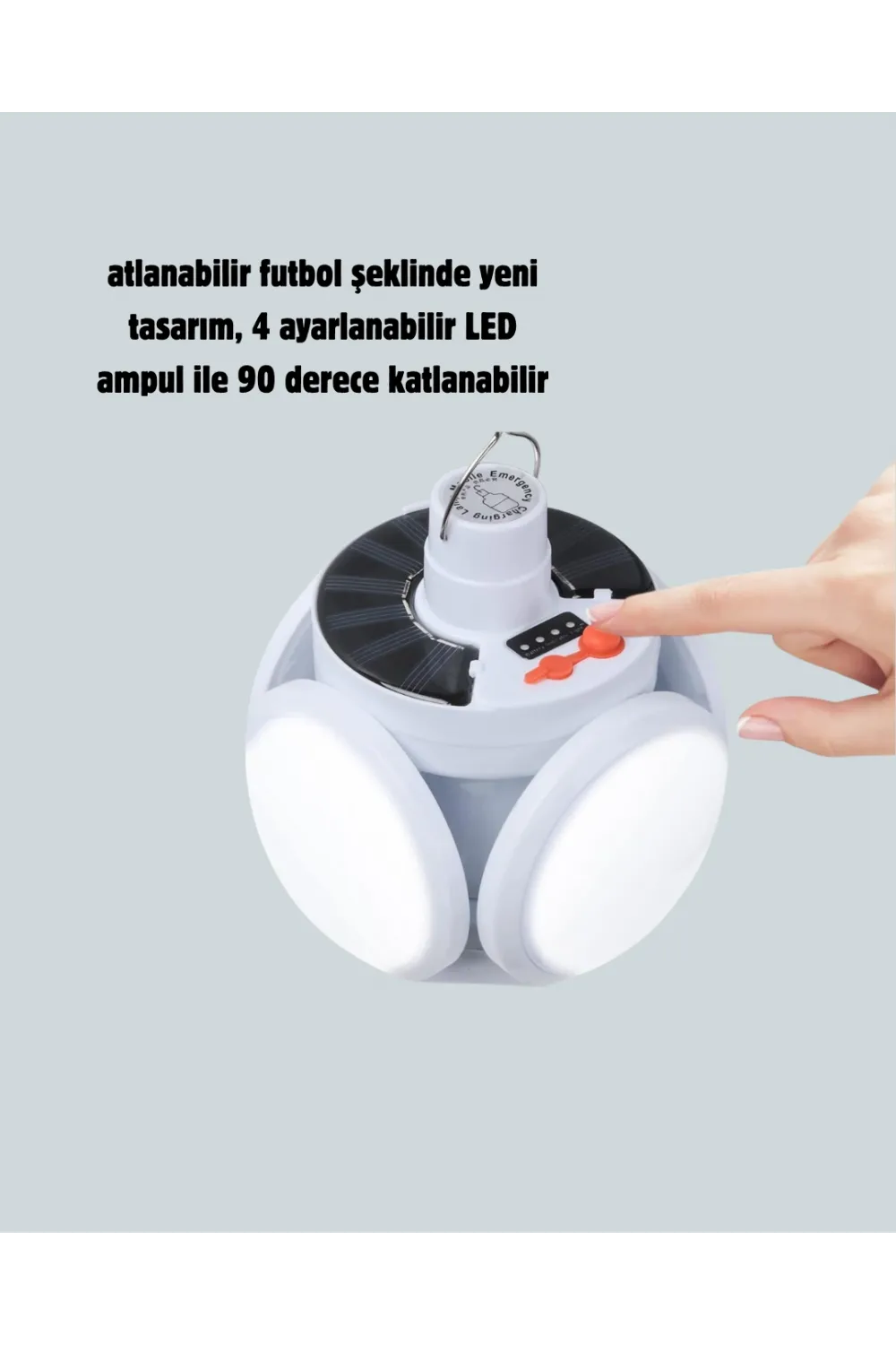 Güneş Paneliyle Şarj Olan Katlanabilir Led Çadır Lambası – 5 Kademeli Aydınlatma