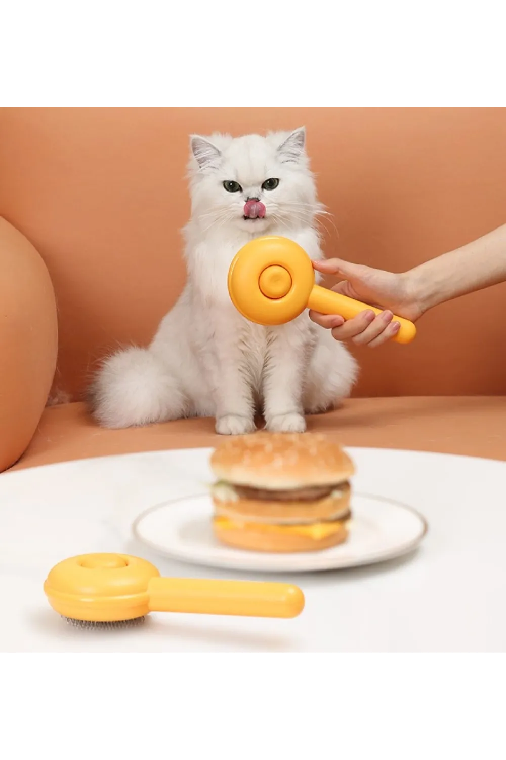 Hamburger Şekilli Otomatik Temizlenen Evcil Hayvan Tarağı