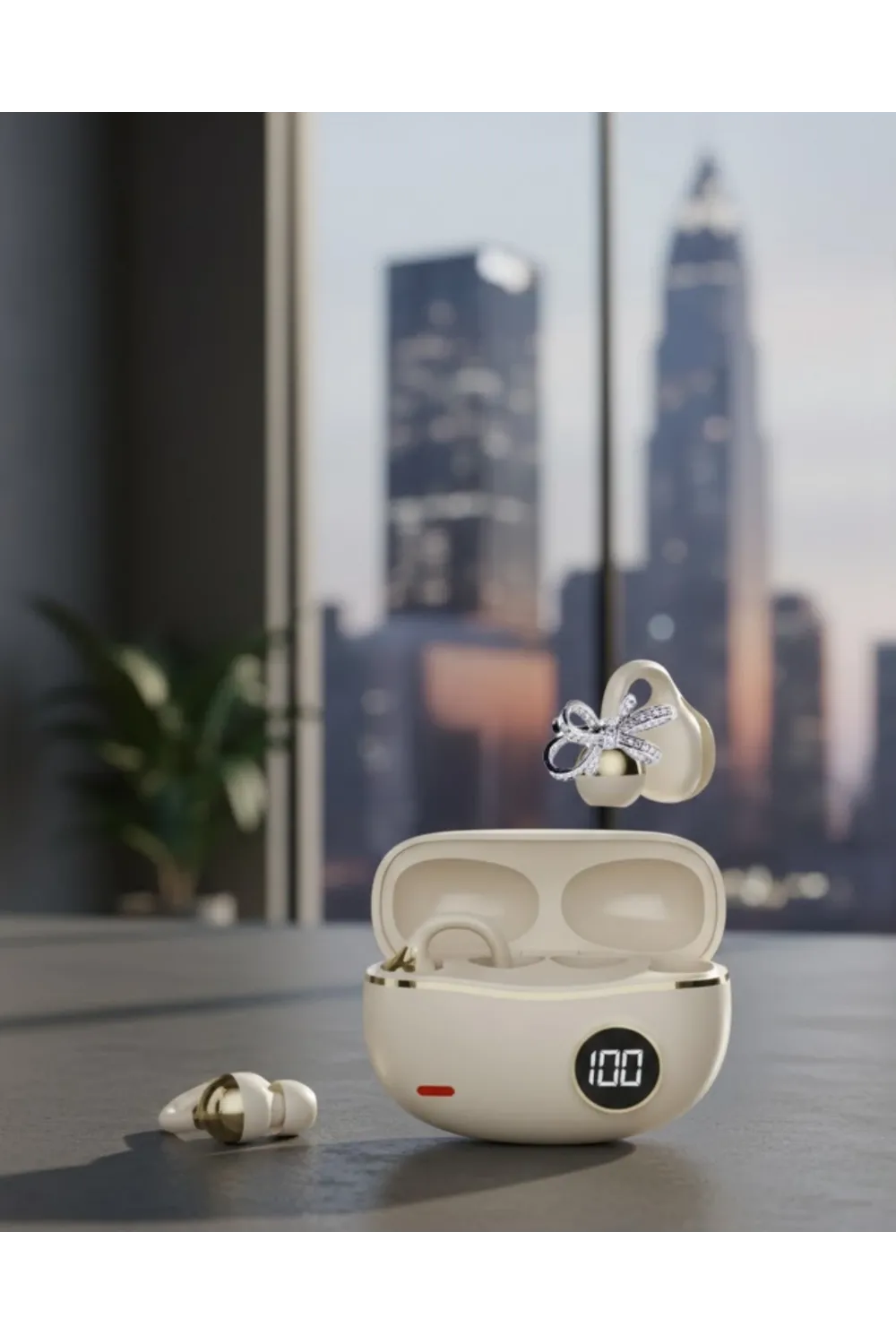 Handsfree Kablosuz Bluetooth Kulaklık Kristal Net Ses 2 Kurdele Küpe Hediyeli