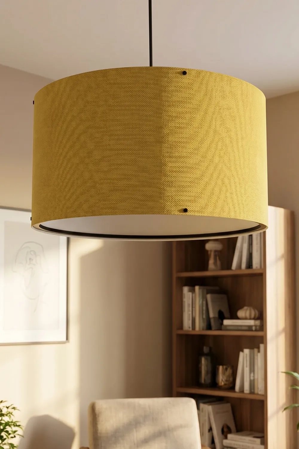 Hardal Kumaş Başlıklı Sarkıt Avize 35 CM