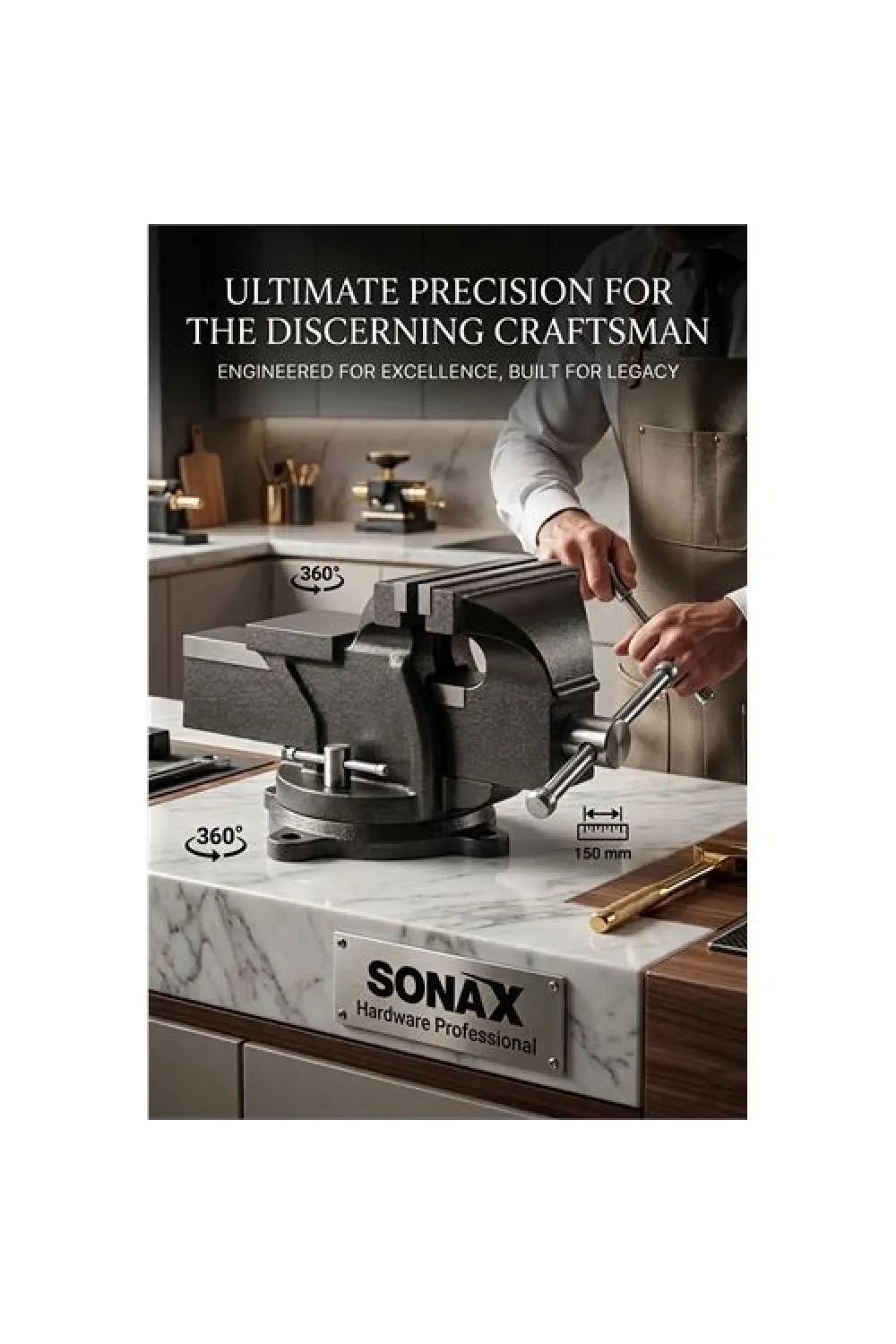 Hardware Professional 150 mm Ağır Hizmet Tipi 360° Döner Tabanlı Masa Mengenesi 722971